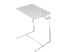 T-LOVENDO.ES Mesa Plegable Auxiliar pequeña portátil con Altura Ajustable Comedor. Ideal Escritorio Ordenador Sofa Cama o Cocina. con Posavasos. 3 ángulos, 6 Alturas.