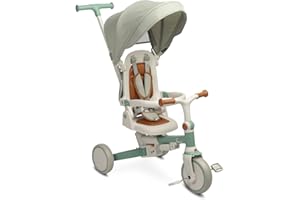 CARETERO BEST FOR BABIES CARETERO Toyz Faro – Tricycle Bébé Évolutif, Draisienne Évolutif, Vélo Poussette - Tricycle Multifonctionnel avec Cadre Ajustable et Pliable - Sécurité et Polyvalence - Vert
