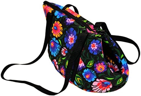 FLORAL DESIGNED VINTAGE RETRO STYLE small DOG PUPPY CARRY BAG CARRIER &amp; DEN BED BASKET (CARRY BAG, SMALL)