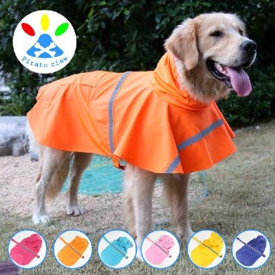MEIYA Chubasquero for Perros Pet Chubasquero con Capucha Ropa Impermeable for Lluvia Ultraligera Raya Reflectante Segura for Perros pequeños, medianos y Grandes (Color : Rojo, Size : XXL)