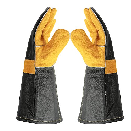 OZERO Barbecue Lederhandschuhe, 932 °F Extreme Hitzebeständige Handschuhe mit 14,5 Zoll Extra lange Handschuhe für Grillen Küche Kochen Baking Ofen und BBQ - 4