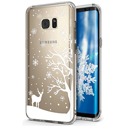 For Samsung Galaxy S6 edge plus case, Samsung Galaxy S6 edge plus Cover, JAWSEU Nice Colorful Printing Christmas Theme design Ultra Thin transparent Soft TPU phone case for Samsung Galaxy S6 edge plus - deer