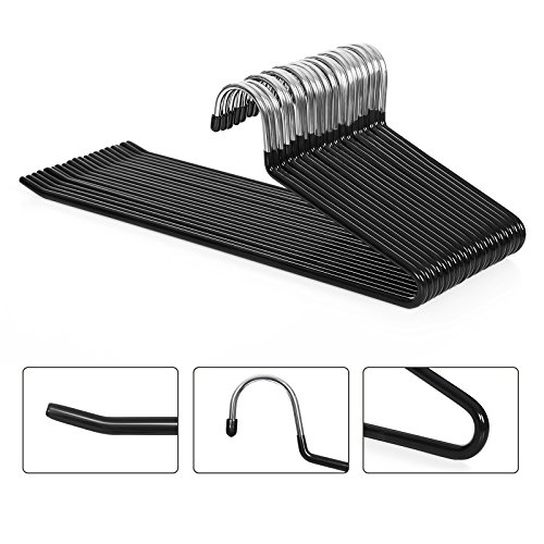 Songmics 20 Stück Metall Kleiderbügel Hosenbügel Ø 5 mm Draht Gummiert Rutschfest Schwarz 38 cm – verchromt CRI004-20 - 6