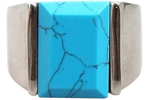 HIJONES Bijoux Hommes Cru Style Acire Inoxydable Noir/Bleu Ciel Bague