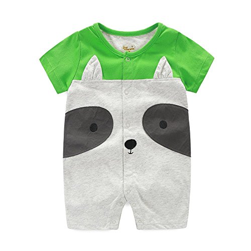 Fiream Baby Boys Summer Short Sleeve Animals Romper(Panda,12M)