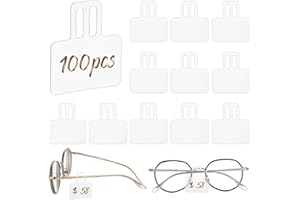 AHANDMAKER Confezione da 100 cartellini trasparenti per occhiali, 3,65 x 3,25 cm, senza lacci, per occhiali, cornici