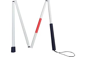 SEMINISMAR Bastone Non Vedenti,Bastone Cieco,Bastone cieco Pieghevole Alluminio,Canna Cieca Pieghevole,Bastone Cieco in Lega di Alluminio,Bastone da Passeggio per Ciechi,Bastone Cieco Portatile,4 Sezioni,124cm
