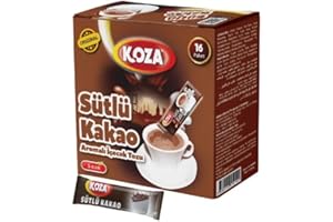 KOZA Instant Kakao Getränkepulver Stick einzeln Verpackt 16er Pack | Pulver für Heiß oder Kalt Getränk | Türkische Trinkschokolade | Milchgetränk | Cay | Milchpulver | Sahlep (Kakao)