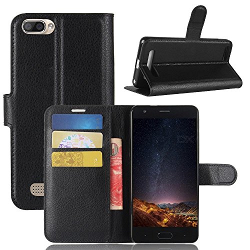 PREVOA Funda para DOOGEE X20   X20L - Funda de PU Cuero Leather con Ranuras para Tarjetas y Billetes Carcasa de Excelente Resistencia y Silicone TPU Parachoque - Negro