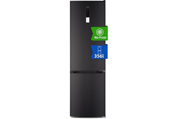 CHIQ Réfrigérateur congélateur combiné, 356 L(260 +96 L) total, Sans givre, Bac à légumes, Tiroirs profonds, Mode vacances, Alarme de porte, Inox FBM351LEI42