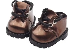 GENERIC Mini Monster Toy Shoes - Metalic Brown patent Leather Doll Shoes, 2.3 x 3.5cm, Lace-up Style with Rubber Sole, for 15-17cm Dolls