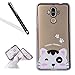 Produktbild Huawei Mate 9 Silikon Handy Hülle,Leeook Elegant Retro Luxus Schön Funny Cute Lovely Rosa Katze Crystal Soft Clear Case Electroplate Plating Silber Frame Scratch-Resistant Bumper Soft Rückseite Cover Tasche Ultradünne Galvanisiergeräte Weicher Gel TPU Tasche Schutzhülle Hülle Tasche für Huawei Mate 9 + 1 x Schwarz Eingabestift-Pink Cat