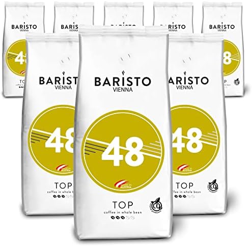 Baristo 48° TOP – Tostatura chiara e particolarmente delicata – arrosto sostenibile in Austria – chicchi di caffè interi, 8 x 1000 g