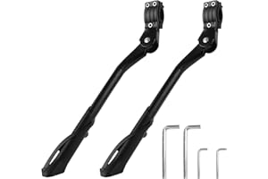 AHAQU 2PCS Bike Kickstand, Adjustable Universal Bicycle Stand, Aluminium Alloy Rear Side Bike Stand for 24-29 Inches Mountain Bike, Road Bike