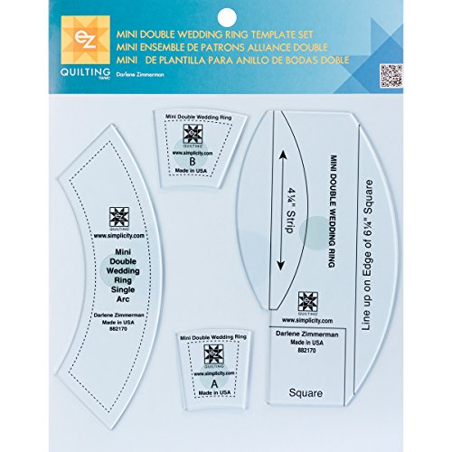 Ez Quilting Mini Double Wedding Ring Template Set, Transparent