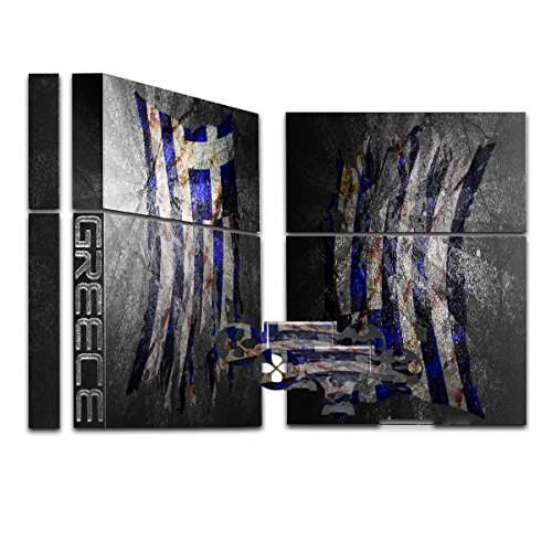 Preisvergleich Produktbild Zerrissen Flagge Griechenland, Designfolie Sticker Skin Aufkleber Schutzfolie mit Farbenfrohem Design für Playstation 4 CUH 1000 1100