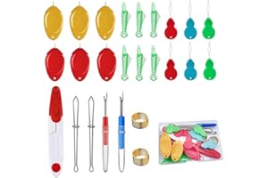 Yuiturt 25 teiliges Nadeleinfädler Set, Einfädelhilfe Kit enthalten Fisch Typ einfädelhilfe für nähnadeln Kürbisform Nadeleinfädler Daumen geformt Einfädler Naht Rippers Nähen Pinzette Fingerhut und S