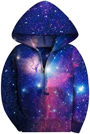 COIKNAVS Boys' Kids Galaxy Teen Zipper Hoody Fleece Full Zip Up Hoodie 4-15Y NO9 L