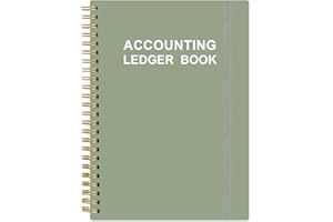 HEVEBOIK Accounting Ledger Book - A5 Ledger Book for Bookkeeping, Small Businesses & Personal Use, Expense Tracker Notebook for Tracking Money, Expenses, Deposits & Balance, 5.8" x 8.4", Green