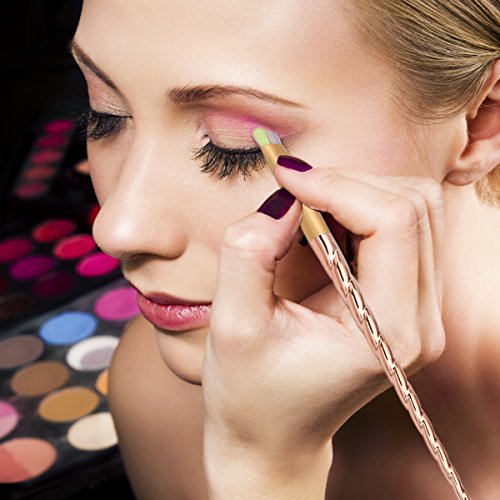 Qivange Makeup Pinselset Einhorn Schminkpinsel Foundation Lidschatten Blending Pinsel Pulver Concealer Kontour fächerförmige Pinselset (10pcs, Gold) - 6