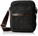 Eshow Bolso Bandolera de Tela de Lona para Hombre, Color Negro