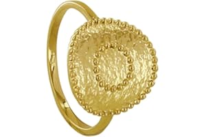 LES POULETTES BIJOUX - Bague Plaqué Or Ronde Martelée et Billes