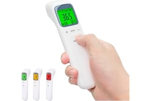 SPINEGEAR Forehead Thermometer No Touch Infrared Digital Thermometers for Adults Kids, Touchless Baby, Non-Contact Forehead, Ear & Body, Fast Accurate Readings with Fever alarm Large LCD Display (white)