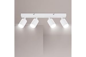 Ketom GU10 Plafoniera Faretti LED Soffitto Bianco - Lampada Faretti da Soffitto Orientabili - Moderna Plafoniera LED Faretti 4 Luce - 43cm/17inch, Senza Lampadina