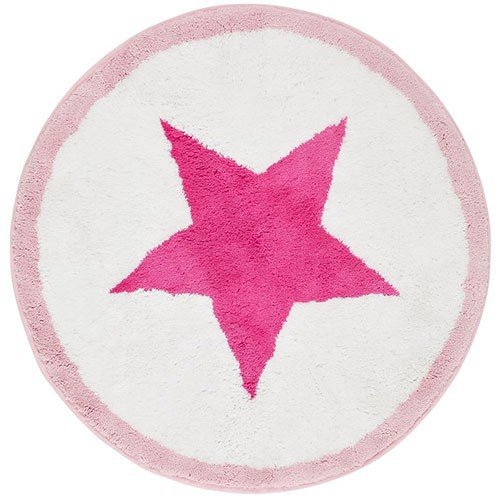 Badematte Stern, rund, weiss/pink/rosa, D=70cm