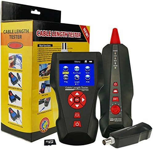 Kibeland Portable Cable Length Tester RJ45 RJ11 BNC Network Cable Tester Wire Tracker POE PING Ethernet Tester, Free TF card