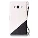 Galaxy J3 2016 Wallet Case,Galaxy J3 2016 PU Flip Case,Leeook Elegant Retro Beautiful Black White Contrast Color Painting Design Ultra Slim Wallet Leather Flip Full Case Cover with Hand Strap Card Holder Magnetic Slots Stand Function BookStyle Protective Pouch Pocket Phone Bag Bumper for Samsung Galaxy J3 2016 + 1 x Black Stylus