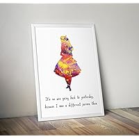 Disney inspirierte Aquarelldruck, Alice im Wunderland Poster A4 8,3 x 11,7 Zoll