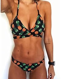 Traje de Baño Sexy Bikini de Mujer Verano Conjuntos de bikinis deportivo mujer natacion push up brasileños negros Bañadors Tops Braguitas Para Mujer Amlaiworld (Negro, L)