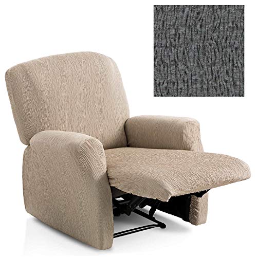 Jarrous Funda de Sillón Relax Completo Elástica Modelo Arucas, Color Gris-10, Medida 60-80cm Respaldo