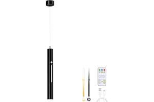 ‎LIGHTSJOY Lightsjoy Hängelampe mit Batterie 5000 mAh Akku Pendelleuchte mit Fernbedienung LED Hängeleuchte Ohne Strom Dimmbar Schwarz Lampen Hängend mit Bewegungsmelder für Küchenlampe Schlafzimmer Wohnzimmer