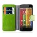 Produktbild Moto G Lederhülle | JAMMYLIZARD Handyhülle [ Retro Series ] Ledertasche Flip Case Cover Hülle Leder Schutzhülle mit Kartenfach für Motorola Moto G (1. Generation), Grasgrün