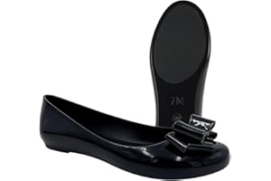 Moelund Women’s Jelly Ballet Flats – Black Slip-On Ballerina Shoes with Bow, Comfortable Closed-Toe Casual Pumps for Work, School & Everyday Wear