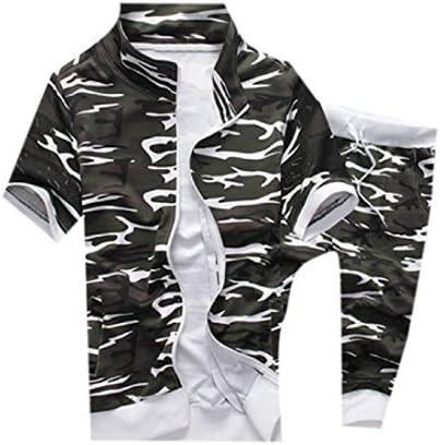 Aprilley Men's Sport Tracksuit Camo Fashion Sport Sweat Suit Set -  Green - 