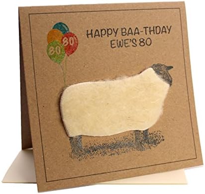 Sheep (EWE'S 80) Greeting Birthday Card (80th Birthday/Blank Inside)