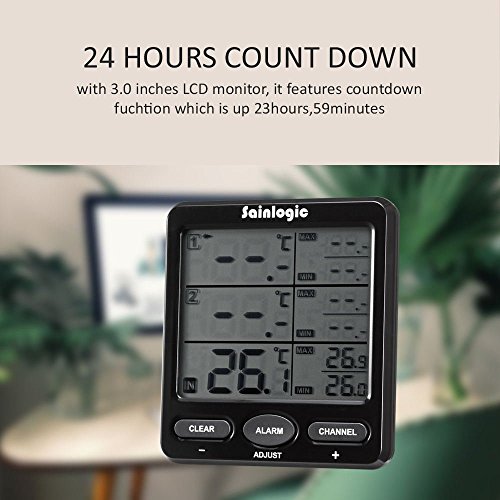 Sainlogic(R) Funk Wetterstation, Thermometer Hygrometer Digital Wetterstationen mit 3 Innen/Außen 8-Kanal Außensensor Luftfeuchte LCD Display Min/max - 3