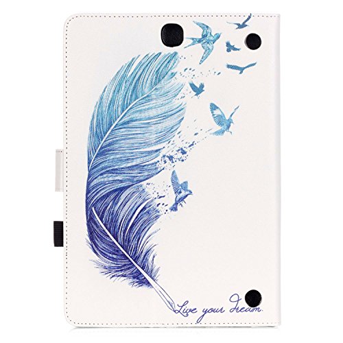 Samsung Galaxy Tab A 9.7 SM-T550 Hülle, DEENOR Colorful Painting and Stylish Drawing Wallet Case Book Style PU Leder Flip Protective Stand Schutzhülle Hülle für Samsung Galaxy Tab A 9.7 SM-T550. (Feather) - 3