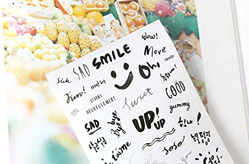 Set von 8 Blatt Deco Craft Wörtern Aufkleber Tagebuch Papier Aufkleber Scrapbooking Geschenk - 5