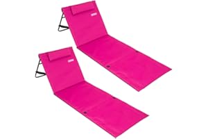 Detex® Folding Beach Lounger With Adjustable Backrest | Lightly Padded Foldable Sun Bed With Side Pocket | Cushion Shoulder Strap | Weatherproof Beach Mat Lounger