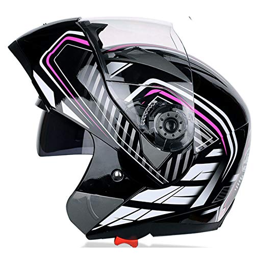 CPDZ Flip up unique motorcycle helmet dual lens ultra clear fog motorbike helmet four seasons personality dazzle cool helmet for men and women purple