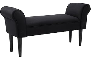 HOMCOM Panca Scarpiera con Braccioli Arrotolati, Panca Imbottita per Ingresso, Nero, 102x36x51cm