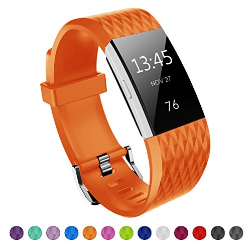 KUTOP Fitbit Charge 2 Cinturino, TPU Morbido Sportivo di Ricambio in Silicone Banda Accessori Diamond Pattern Fitness Sport Watchband Regolabile per Orologio alla Moda per Fitbit Charge 2