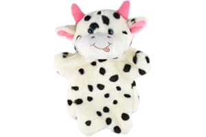 Larcele Cute Plush Hand Puppet Soft Stuffed Animal Toy (SO-10 Black and White Cow)