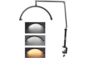 Andoer HD-M3X lampa wideo LED, półksiężyc, 3000-6000 K, możliwość ściemniania, z zaciskiem C, uchwyt stołowy, metalowy stojak świetlny do tatuażu, rzęs, makijażu, streamingu na żywo