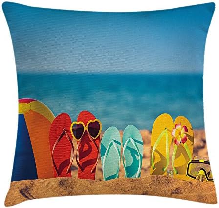 Nautical Throw Pillow Cushion Cover Starfish Figure on a Watercolor Paintbrush Watercolor Splash Background Marine Design Decorative Square Accent Pillow Case 18 X 18 Inches