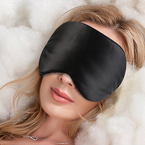 Sleep Masks, Natural Silk, Ultra Lightweight, Soft, Comfortable Eyeshade, Perfect Eye Relaxer and Sleeping Eye Mask (Black)